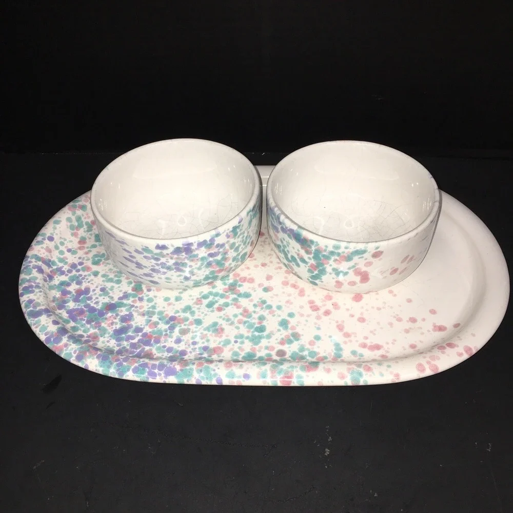 WAECHTERSBACH West Germany Confetti Colored Platter and 2 Bowls
